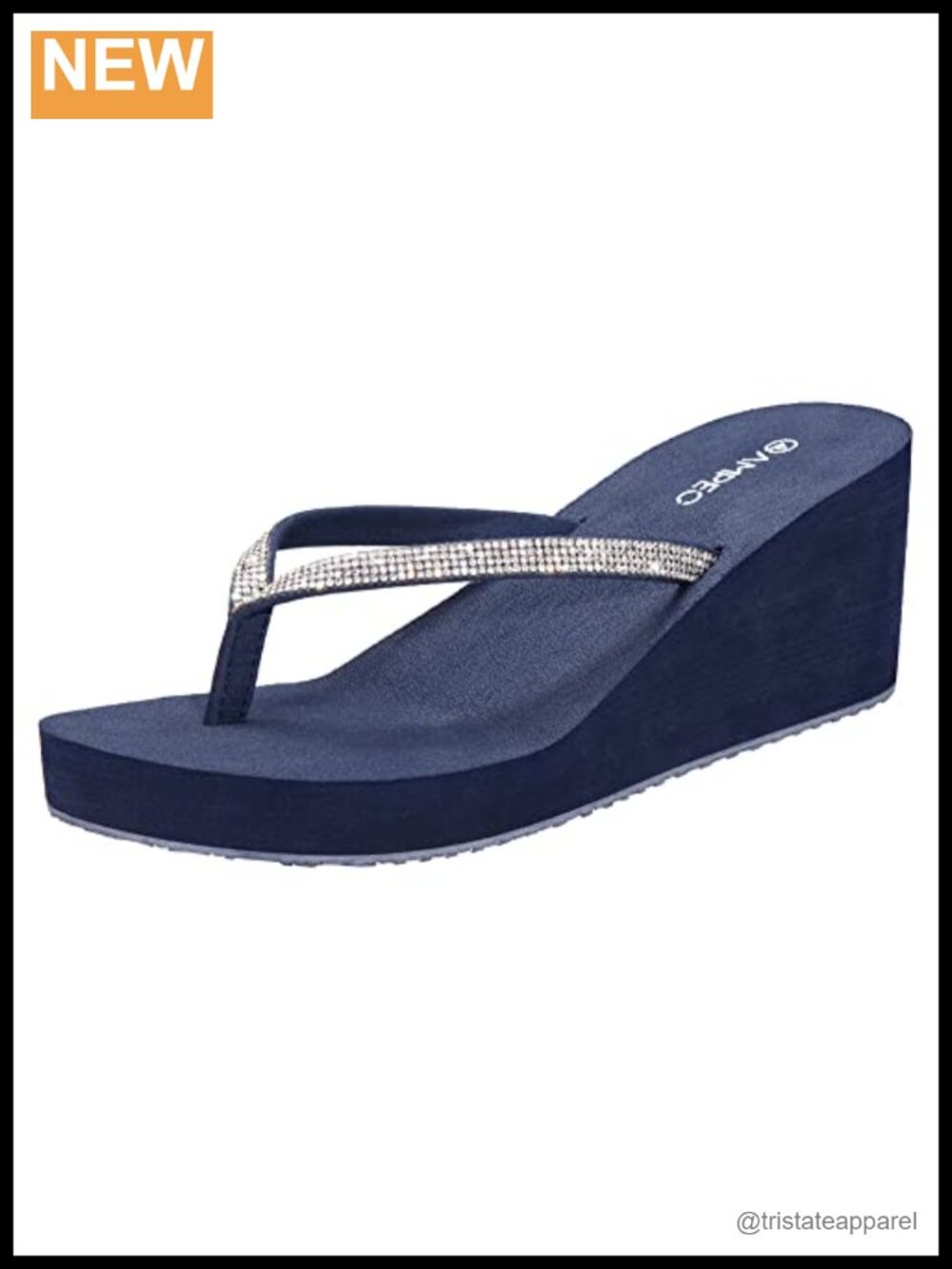 Rhinestone Wedge Flip Flops Platform Thong Sandals